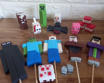 Edible 3d Minecraft character cake topper decorations, vegan, gaming decorations