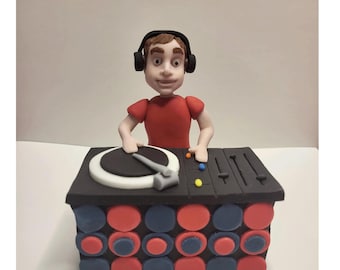 Fully customisable edible DJ Figure cake topper decoration with DJ stand