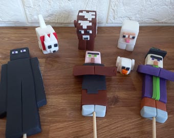 Edible 3d Minecraft character & Mobs cake topper decorations, vegan, gaming decorations