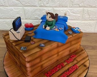Gaming teen, 3d edible teenager bedroom cake topper decoration set, fully customisable