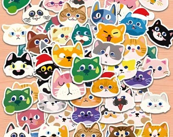 50 stks kattenstickers, kitty sticker, kawaii grappig cadeau, laptop sticker, sticker geestelijke gezondheid, cadeaus beste vriend