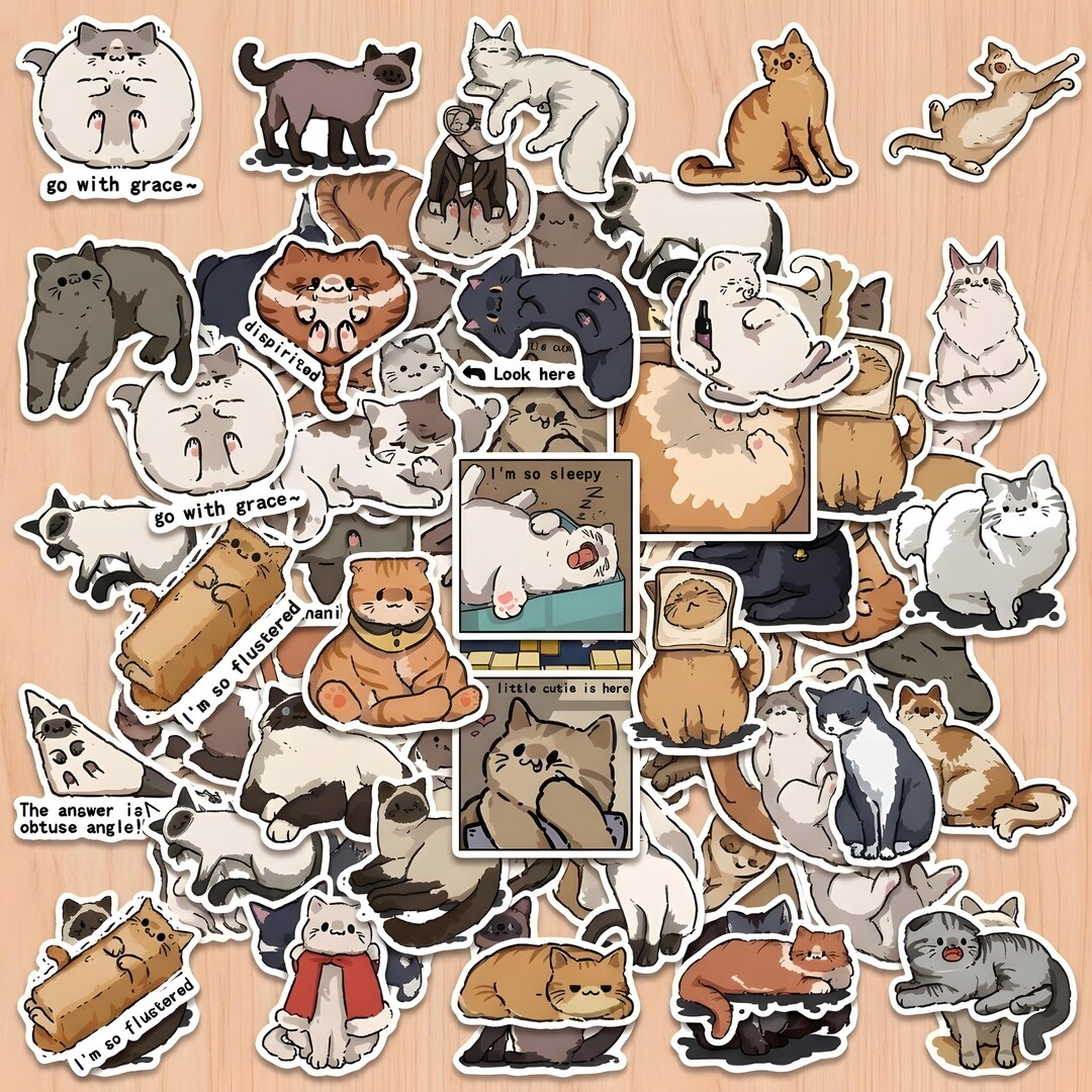 50 Stück süße Katzenaufkleber, Katzenmemes Emotes Aufkleber, lustige ...