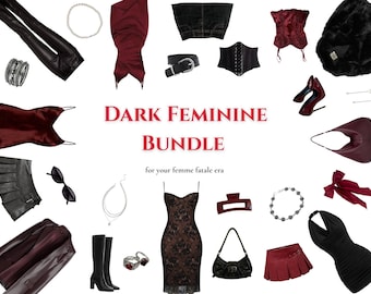 Donkere vrouwelijke zuinige outfitbundel | Mysterybox in vintage-stijl