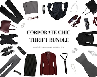 Bundel met zakelijke chique outfit | Minimale zuinige kantoorkleding | Samengestelde vintage stijl
