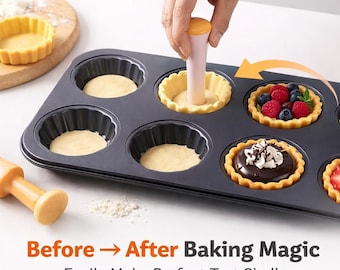 Tart Shell Mold Set with Pastry Tamper, Mini Tartlet Maker Tool, Non Stick Baking Molds, Round Tart Press Kit, DIY Dessert Baking Tools