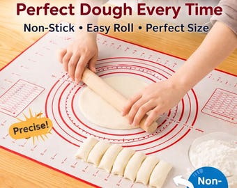 Tapete de silicona antiadherente para hornear, almohadilla para amasar con guía de medidas, tapete para extender masa de pizza, pasteles y pan, herramienta de repostería fácil de limpiar.