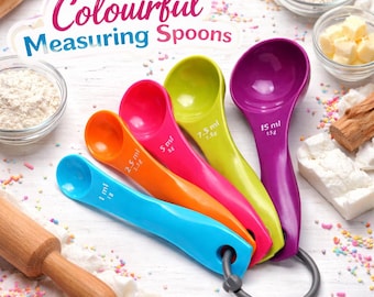 5Pcs Measuring Spoons Set, Salt Oil Spoon Kit, Colourworks Kitchen Utensils, Baking Cup Set, Lovely & Functional Kitchen Tool