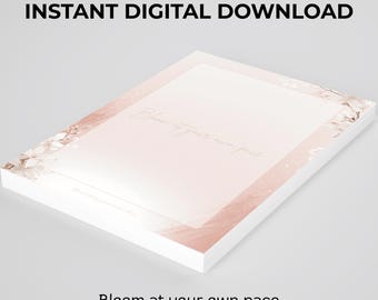 Bloom at Your Own Pace Notepad | Minimalist Daily Reflection Journal (Digital Download)