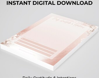 Gratitude & Intentions Digital Notepad | Minimalist Daily Reflection (Digital Download)