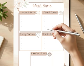 Meal Bank Printable | Neutral Kitchen Template (Digital Download)