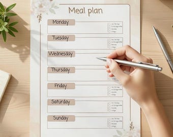 Weekly Meal Planner Printable | Neutral Kitchen Template (Digital Download)
