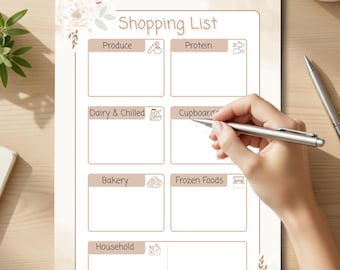 Shopping List Printable | Neutral Kitchen Template (Digital Download)
