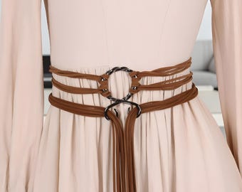Boho Suede Wrap Belt with Fringe | Dress Waist Tie Accessory