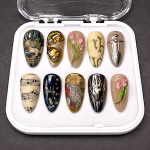 Unicorn Tapestry and 3D Tulip Nails: Luxury Renaissance Gift for Her, Silver Dagger Holiday Personalized Set