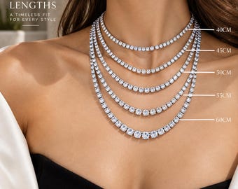Graduated Tennis Necklace CZ Iced Out Copper White Gold Plated Choker Hip Hop Sparkle Bridal Jewelry Gift for Women