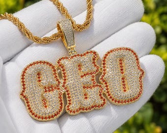 Customized Slanted Bone Font Initial Necklace Iced Out CZ Nameplate Pendant Personalized Hip Hop Bling Name Jewelry Gift For Him