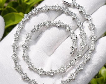18K Gold Plated Star Tennis Necklace and Bracelet, CZ Diamond Iced Out Jewelry for Men Women, Link Chain in 7-24 inch, Unisex Bling