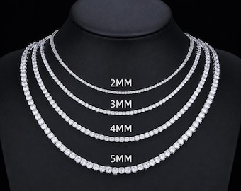 S925 Sterling Silver Moissanite Tennis Bracelet Necklace – Iced Out Hip Hop Chain