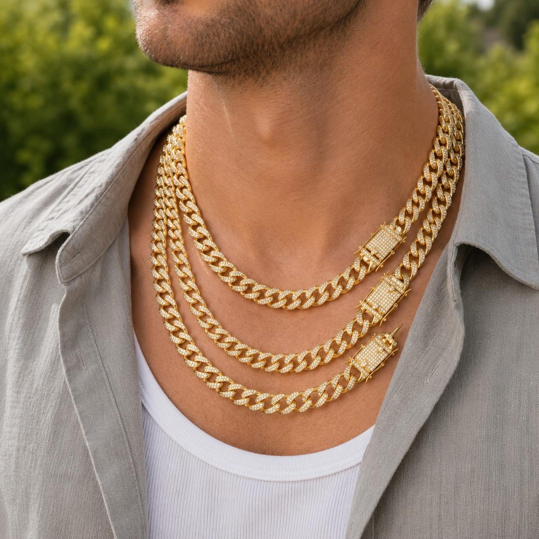 13mm Iced Out Cuban Link Chain,hip Hop Jewelry for Men,bling Choker ...