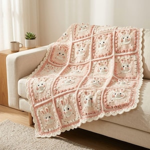 Crochet Blanket pattern | Bunny Blanket Crochet Pattern | Granny Square Afghan PDF | Cute Rabbit Blanket | Easy Crochet Pattern | Instant
