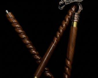 Dragon Brass Handle Walking Cane | Vintage Gentleman Walking Stick | Antique Style Accessory