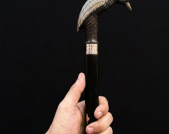 Raven Brass Handle Walking Cane | Vintage Gentleman Walking Stick | Antique Style Accessory