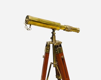 Brass Tabletop Telescope , Pirate Spyglass , Personalized Engraved Dad Gift