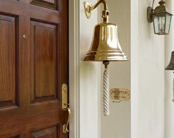 Solid Brass Engraved Ship Bell, Customizable Nautical Wall Decor