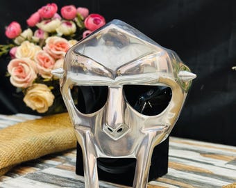 MF Doom Gladiator mask , Medievel Steel Face Armor , Steel Costume,  Leather Strap