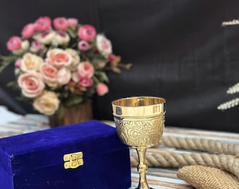 Personalized Brass Chalice goblet | Medieval wine goblets | Engraved Gothic goblet for Wedding & Anniversary Gift