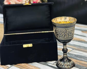 Personalized Brass Chalice goblet Handcrafted Brass Medieval wine goblets for Wedding & Anniversary Gift