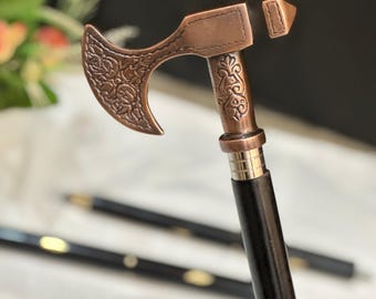Vintage Brass Handle Walking Cane | Elegant Gentleman Walking Stick | Victorian Style Accessory