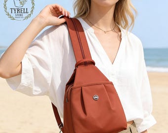 Mini Hiking Backpack for Women | Canvas Sling Bag| Small Crossbody Travel Purse with Anti-Theft Pocket | Outdoor Sport Gift for Her