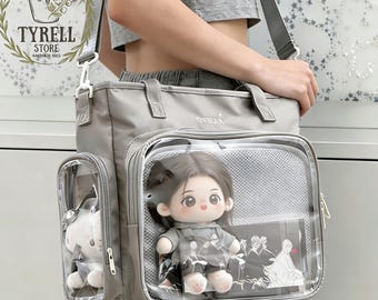 Grote ita-tas, schattige anime-pin-displaytas, doorzichtige tas met grote venster, schoudertas met meerdere vakken, ita-tas cosplay, pin-displaytas