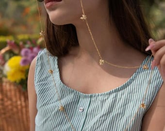 Floral Sunglasses Chain Gold | Eyewear Holder Necklace for Women