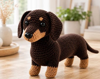 Dachshund Crochet Pattern PDF, Amigurumi Wiener Dog Tutorial (Digital Download)