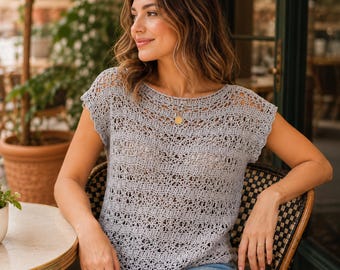 Crochet Lace Top Pattern PDF, Summer Crochet Top Tutorial, Boho Crochet Blouse Pattern, Beginner Mesh Shirt, Festival Crochet Clothing