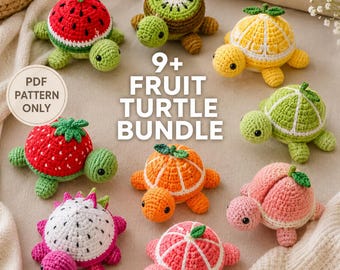 Fruit Turtle Crochet Pattern Bundle PDF Tutorial Beginner Friendly Crochet Animal Amigurumi