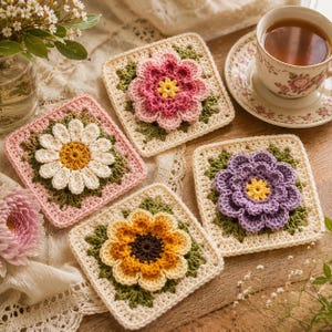 Granny Square Crochet Pattern Bundle PDF + Video Tutorials – 31 Flower Afghan Blanket Designs, Colorful, Beginner Instant Download