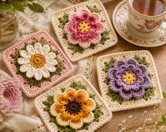 Granny Square Crochet Pattern Bundle PDF + Video Tutorials – 31 Flower Afghan Blanket Designs, Colorful, Beginner Instant Download