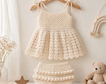 Crochet Baby Dress and Bloomers Set Pattern | Summer Outfit (PDF Download)