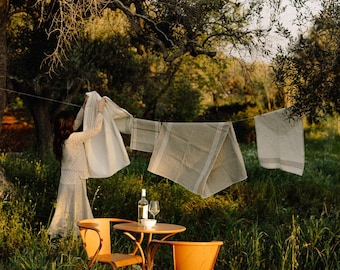 Linnen badstof spahanddoekenset, premium badlinnen cadeauset Europees vlas, handdoek en gastendoekbundel, gemaakt in Duitsland sinds 1905
