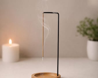 Wooden Upside Down Incense Holder, Minimalist Stick Burner, Zen Meditation Aroma Tray