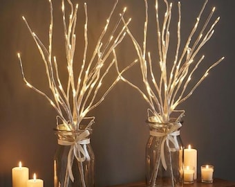 Lighted Birch Branches, LED Twig Lights, Battery Operated Vase Decor, Cozy Home Lighting