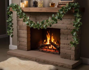 Artificial Eucalyptus Garland 180cm, Faux Greenery Vine, Wedding Table Runner, Fireplace Mantel Decor, Boho Farmhouse Garland, Greenery Deco