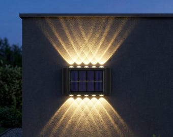 Modern Solar Wall Light, Waterproof Outdoor LED Sconce, Up Down Patio Lighting