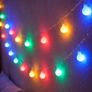 Multicolor Globe String Lights, USB Battery Fairy Lights, Colorful Bedroom Decor, Dorm Room Lights, Patio Party Lights