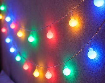 Multicolor Globe String Lights, USB Battery Fairy Lights, Colorful Bedroom Decor, Dorm Room Lights, Patio Party Lights