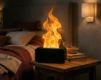 Flame Aroma Diffuser, LED Fire Humidifier, Cozy Bedroom Decor, Relaxing Night Light, Aesthetic Home Decor, Gift for Her