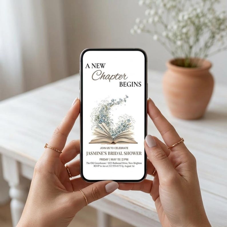 A New Chapter Bridal Shower Invite Set, Book-themed Bachelorette Party ...